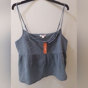 Joe Fresh 100% Cotton Women's Blue Camisole Top Adjustable Strap Women's Size XL